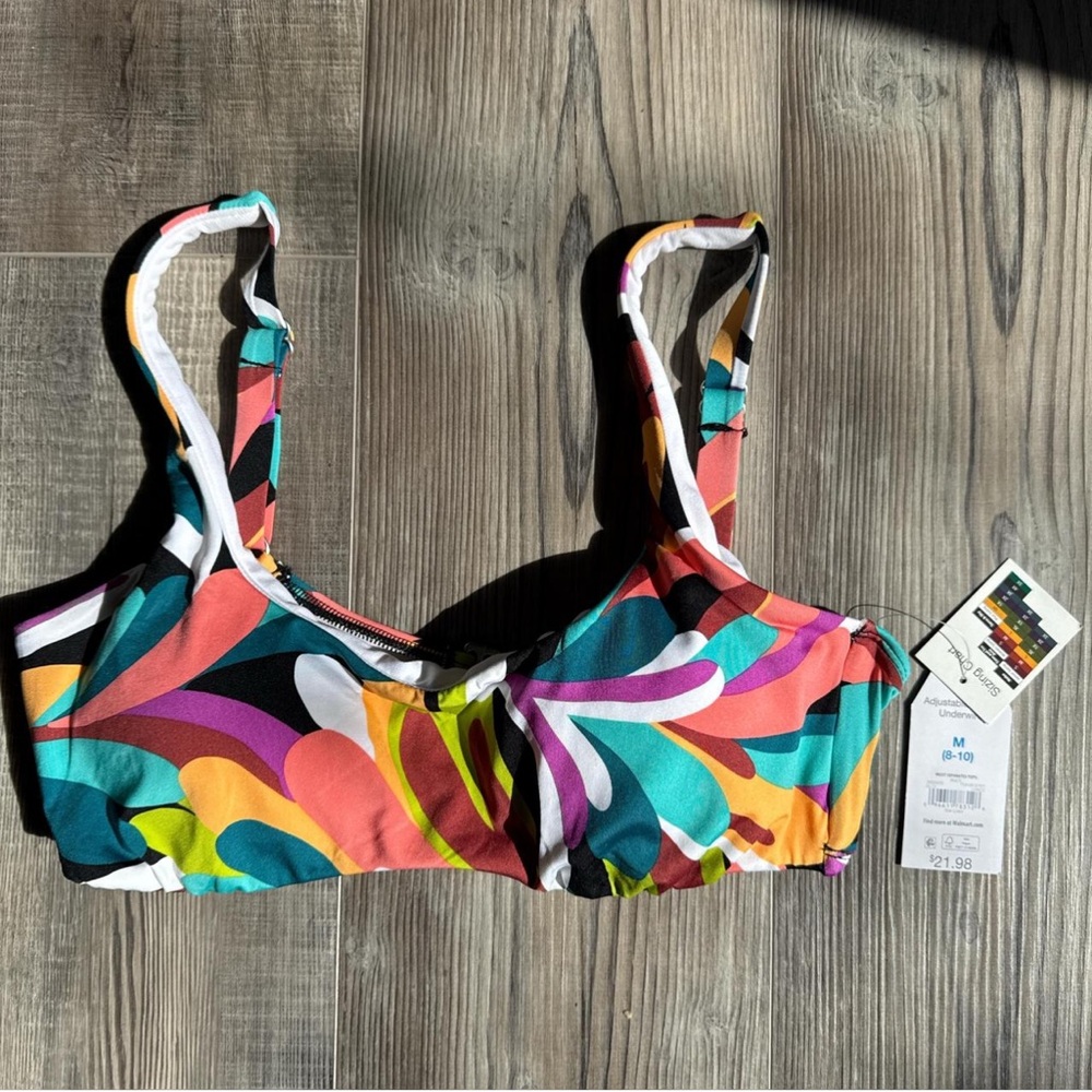 Time and Tru Multicolor Bikini Top